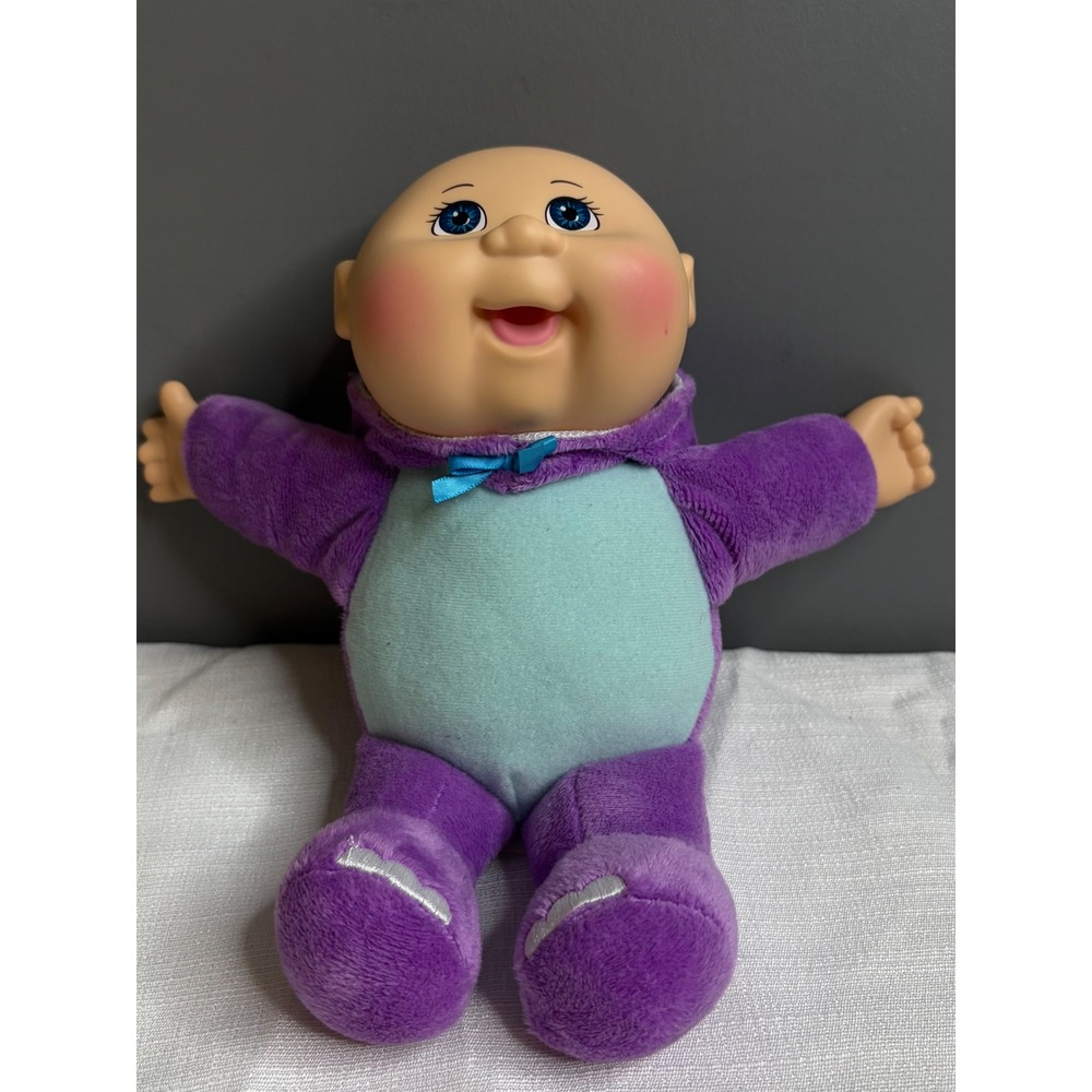 Cabbage Patch Kids Cuties Purple Hippo Plush Baby Doll Blue Eyes Vinyl Head